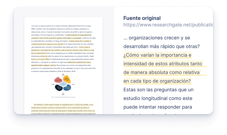El detector de plagio de Scribbr te permite comparar tu documento con la fuente original.