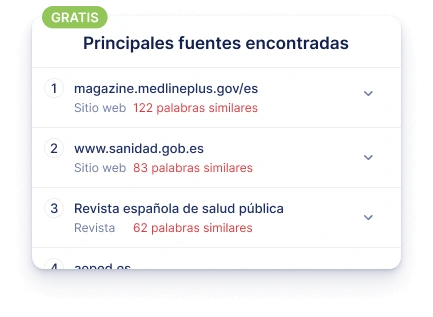 Descubre las 5 fuentes que más se repiten en tu documento con nuestro detector de plagio.